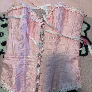 Pink Lace-Up Corset Top